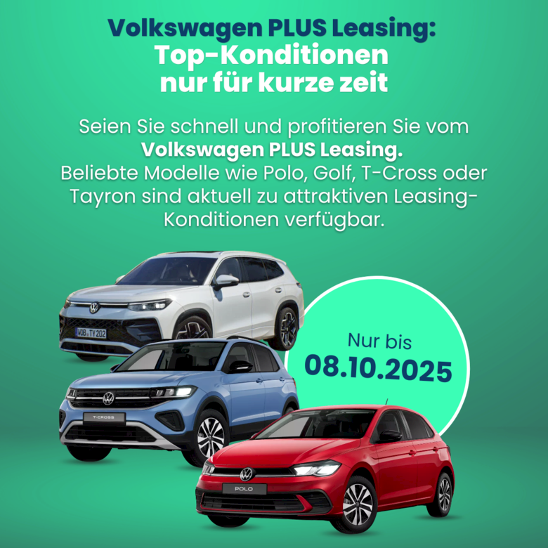 Das Volkswagen PLUS Leasing – nur für kurze Zeit!
