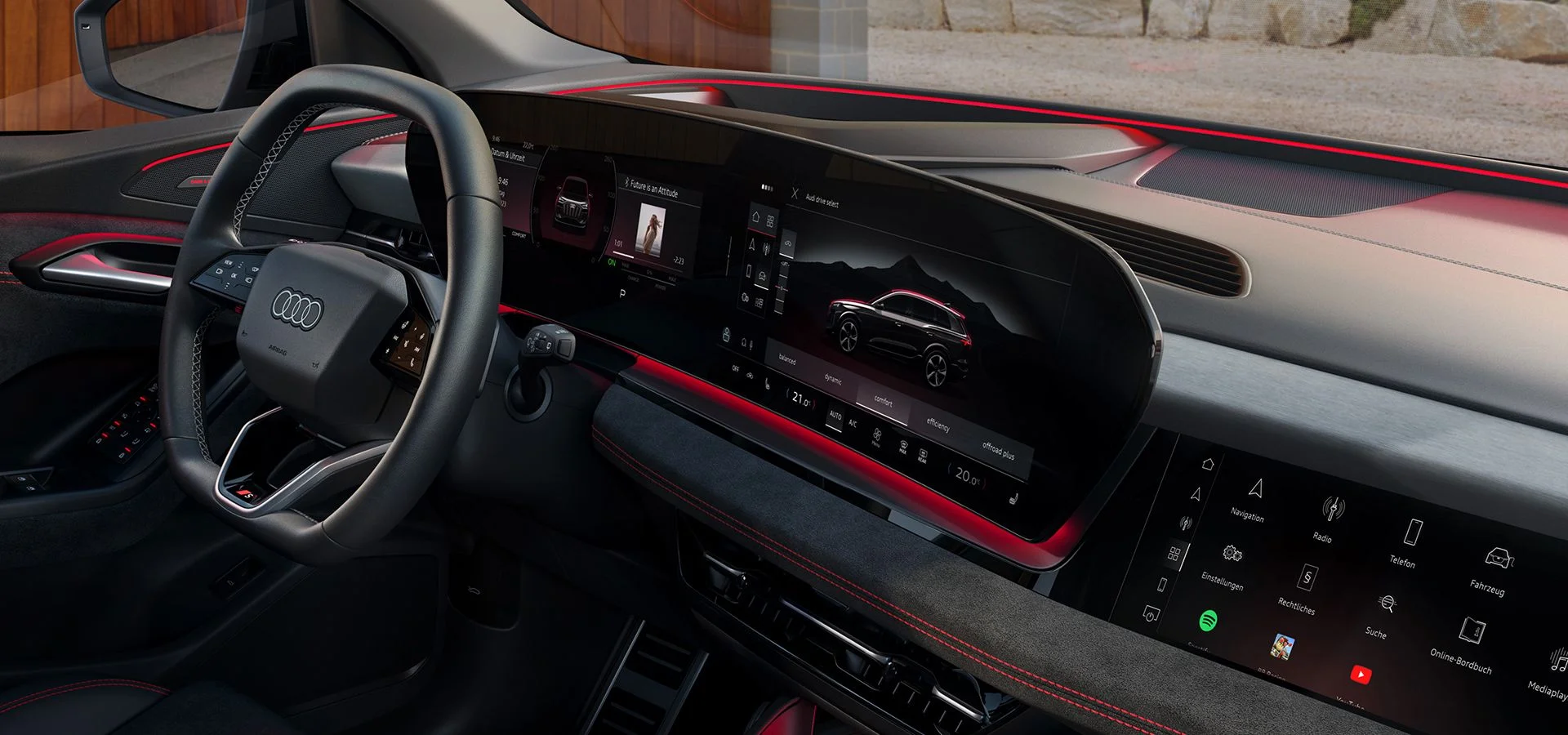 Sicht auf das Cockpit des neuen Audi Q6.
