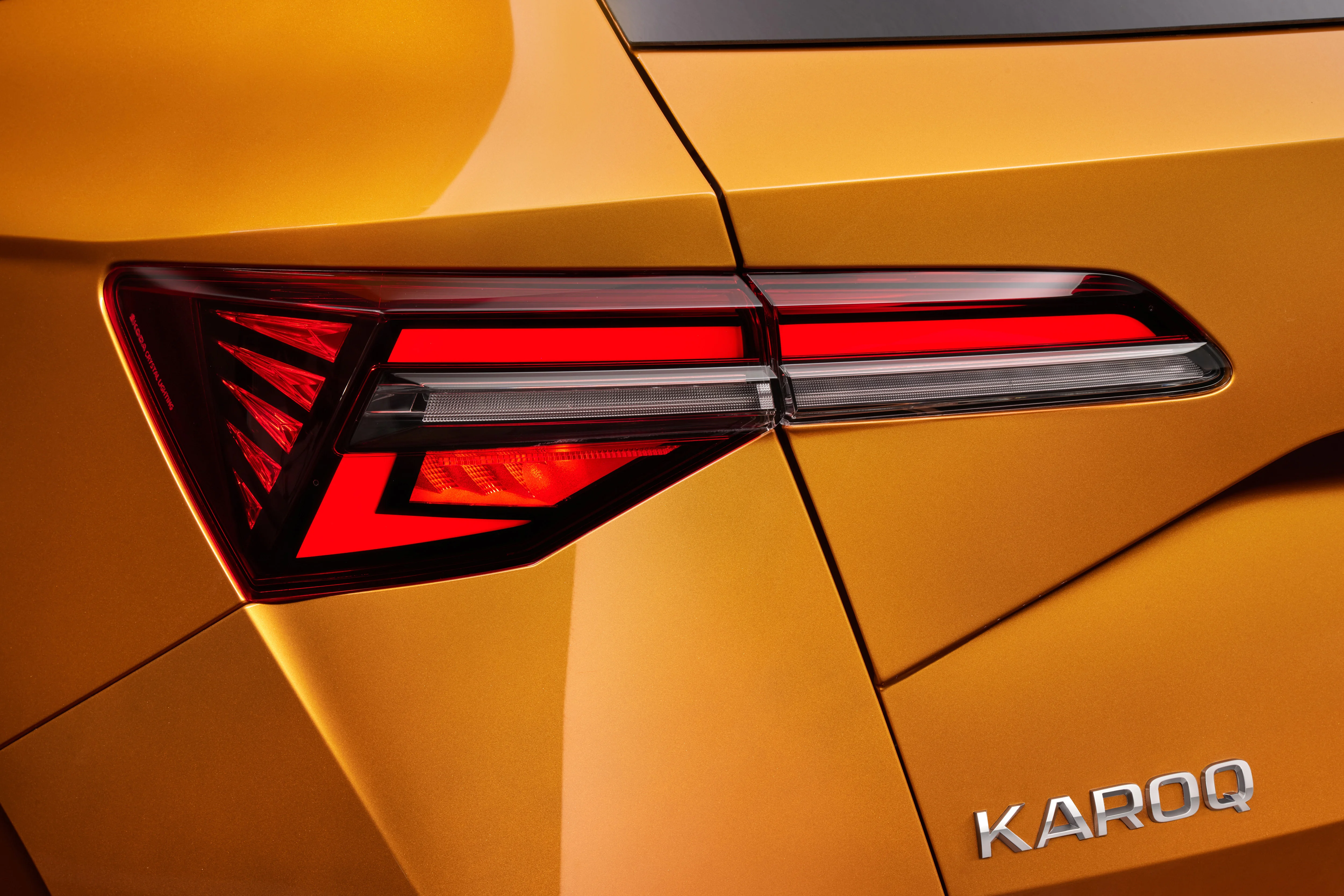 Karoq Emblem am Heck des Autos